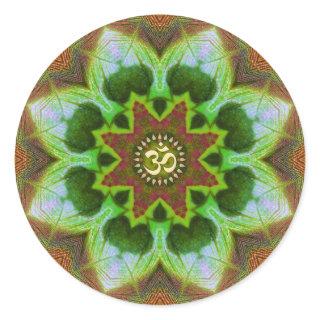 Lotus Om Mandala Geometric Art Plate Classic Round Sticker