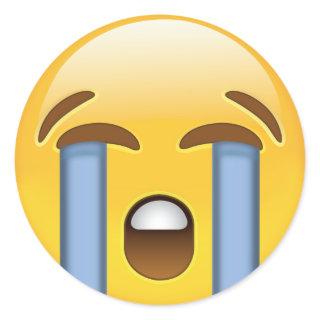 Loudly Crying Face Emoji Classic Round Sticker