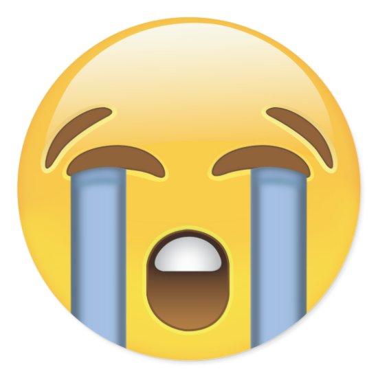 Loudly Crying Face Emoji Classic Round Sticker