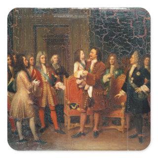 Louis XV  Visiting Peter I Square Sticker