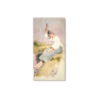 Louise, a Breton Girl (w/c on paper) Canvas Print