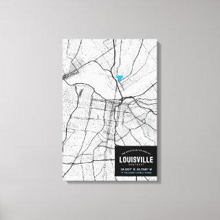 Louisville City Map + Mark Your Location Canvas Print