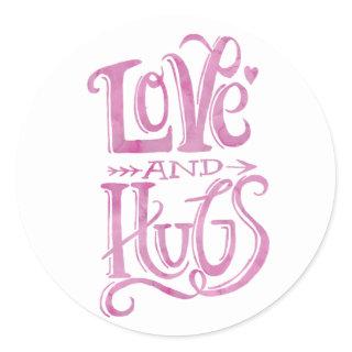 Love and Hugs Watercolor | Round Sticker