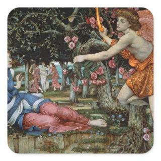 Love and the Maiden (oil on canvas) Square Sticker