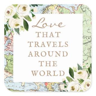 Love Around The World Floral Map Favor Label