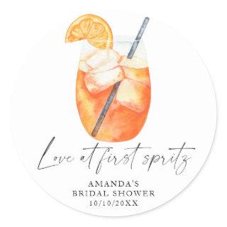 Love at first spritz Bridal shower Classic Round Sticker