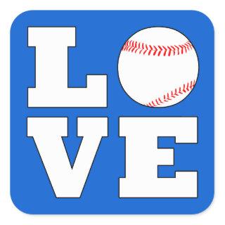 LOVE Baseball Little League Sports Player Square Sticker
