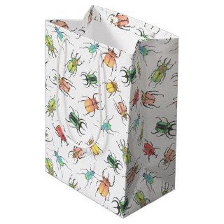 Love Bugs Watercolor Beetles with Hearts Medium Gift Bag