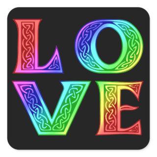 LOVE - Celtic Lettering Square Sticker