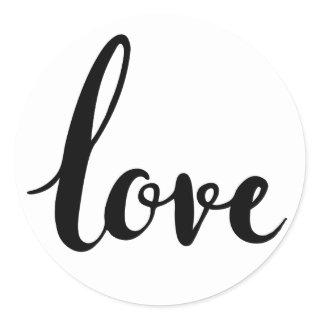 love cursive writing classic round sticker
