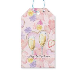 Love Day Watercolor Hearts and Sweets Pattern Gift Tags