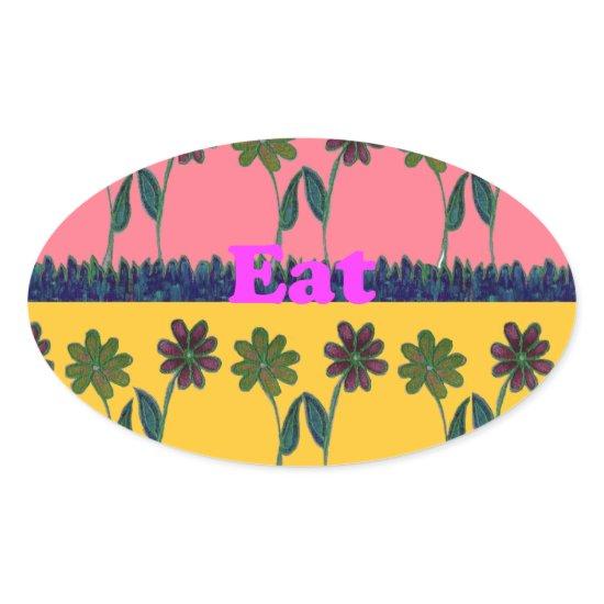 Love Eat Play Art Print Oval Sticker