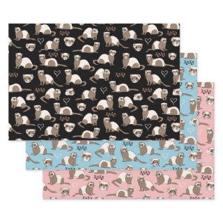 Love Ferrets - Black Blue Pink  Sheets