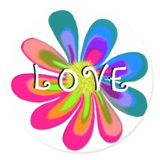 LOVE Flower Classic Round Sticker