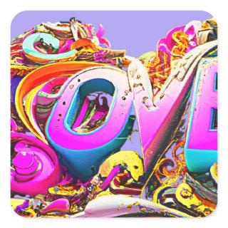 Love graffiti colorful       square sticker