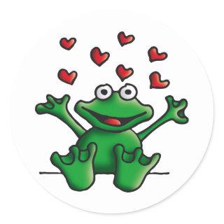 love heart frog classic round sticker