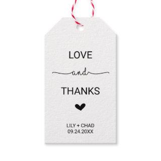 Love Hearts Love and Thanks Gift Tags