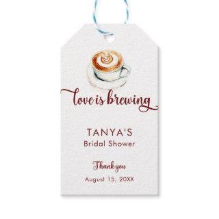 Love is Brewing Coffee Bridal Shower Script Gift Tags