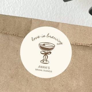 Love is Brewing Coffee Espresso Bridal Shower Classic Round Sticker