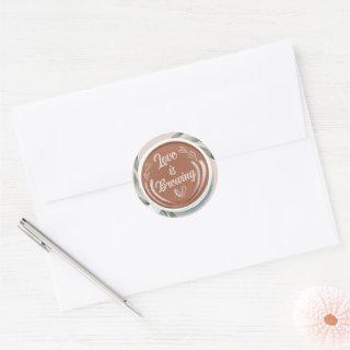 Love is Brewing Mocha Latte Coffee Couple's Shower Classic Round Sticker