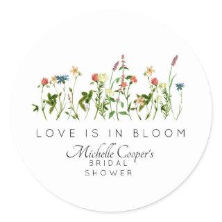 Love is in Bloom Bridal Shower Classic Round Sticker