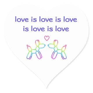 Love is Love Balloon Dogs Heart Sticker