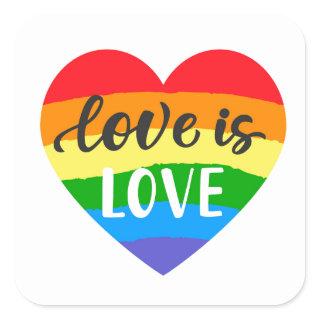 Love is Love Rainbow Heart Square Sticker