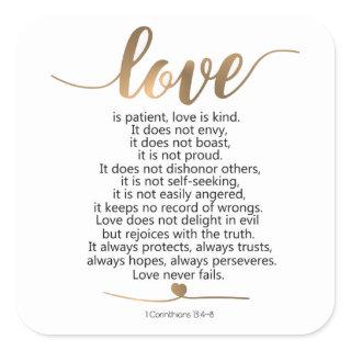 Love Is Patient Love Is Kind Bible Scripture Square Sticker