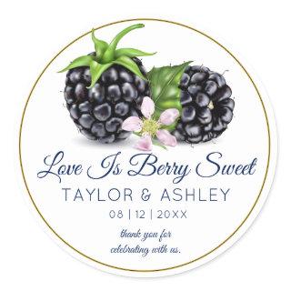 Love Is Sweet Blackberry Fruit | Wedding Classic Round Sticker