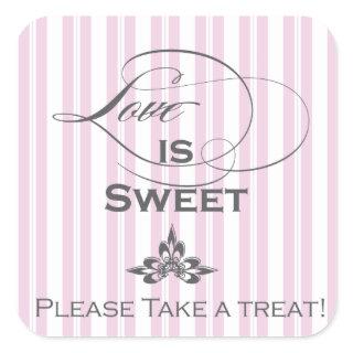 Love is sweet pink candy stripe Sticker