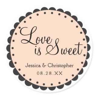 Love is Sweet - Scalloped Edge - Personlize Classic Round Sticker