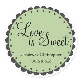 Love is Sweet - Scalloped Edge - Personlize Classic Round Sticker