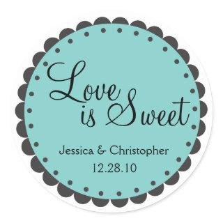 Love is Sweet - Scalloped Edge - Personlize Classic Round Sticker