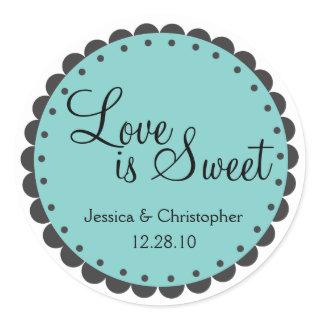 Love is Sweet - Scalloped Edge - Personlize Classic Round Sticker