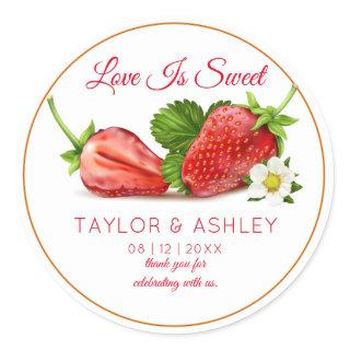 Love Is Sweet Strawberry Fruit | Wedding Classic Round Sticker