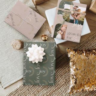 Love Joy Grateful For You Modern Photo Collage  Sheets