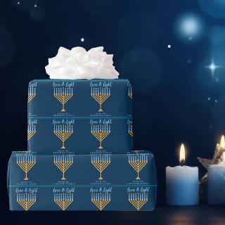Love & Light Blue Gold Menorah Hanukkah Party