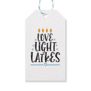 Love Light Latkes Funny Hanukkah Jewish Holiday Gift Tags
