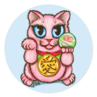 LOVE Maneki Neko Good Luck Cat Cute Art Sticker