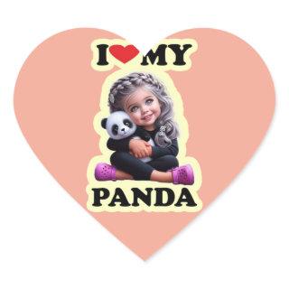 Love my panda Heart Stickers