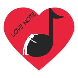 Love Note - Music Lover Hugging Kissing Music Note Heart Sticker
