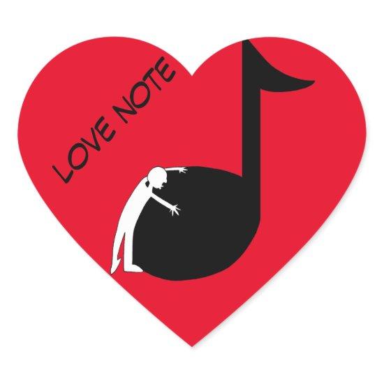 Love Note - Music Lover Hugging Kissing Music Note Heart Sticker