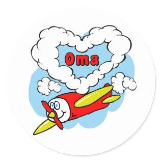 Love Oma Kids Airplane Classic Round Sticker