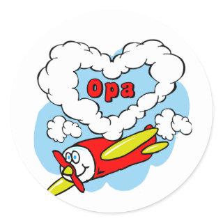 Love Opa Kids Airplane Classic Round Sticker