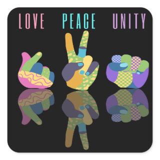 Love Peace Unity Hand Sign  Square Sticker