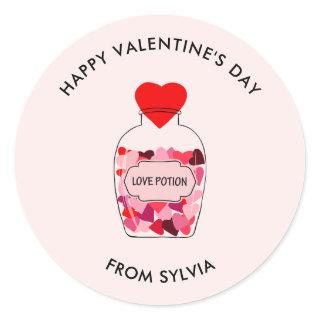 Love Potion Happy Valentine's Day Personalized Classic Round Sticker