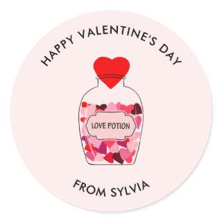 Love Potion Happy Valentine's Day Personalized Classic Round Sticker