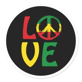LOVE Reggae with peace symbol Classic Round Sticker