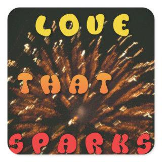 Love That Sparks Abstract Art Design Print Square Sticker