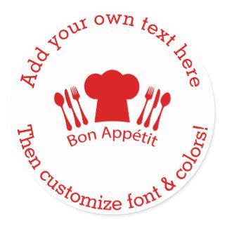 Love to Cook Chef Hat Bon Appetit Classic Round Sticker